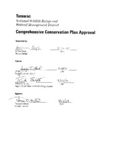 Tamarac National Wildlife Refuge and Wetlqnd M anag ement D istrict Gomprehensive Gonseruat¡on Plan Approval Submitted by: