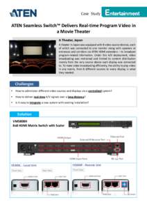 Case Study  ATEN Seamless Switch™ Delivers Real-time Program Video in a Movie Theater A Theater, Japan A theater in Japan was equipped with 8 video source devices, each