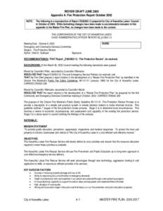 REVIEW DRAFT JUNE 2009 Appendix A: Fire Protection Report October 2002 NOTE: The following is a reproduction of Report ES#[removed]prepared for City of Kawartha Lakes’ Council in October of[removed]While formatting change