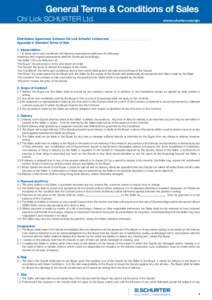 General Terms & Conditions of Sales Chi Lick SCHURTER Ltd. www.schurter.com/gtc  Distribution Agreement between Chi Lick Schurter Limited and __________________________