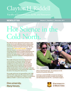 Clayton H. Riddell Faculty of Environment, Earth, and Resources Newsletter Volume 3 | Number 2 | December, 2011