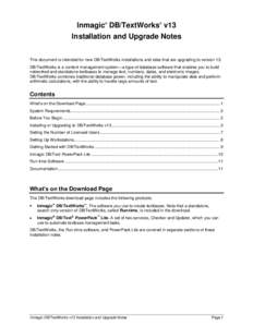 Inmagic DB/TextWorks v13 Installation and Upgrade Notes ® ®