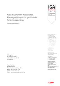 Auswahlverfahren Pflanzplaner Planungsleistungen für gärtnerische Ausstellungsbeiträge Teilnahmewettbewerb  Renate Behrmann