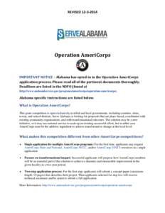REVISED[removed]Operation AmeriCorps IMPORTANT NOTICE – Alabama has opted-in to the Operation AmeriCorps application process. Please read all of the pertinent documents thoroughly.
