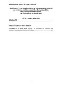 Rectificatif n°1 au BOAC n° 59 – juillet – août[removed]Rectificatif n° 1 au Bulletin officiel de l’administration centrale du ministère des Finances et des Comptes publics et du ministère de l’Économie, de 