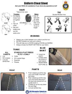 Uniform Cheat Sheet Ask your NCOs for assistance if you have any questions at all! HAIR TIE