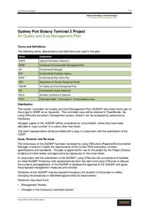 1/13  Civil Works Construction Sydney Port Botany Terminal 3 Project Air Quality and Dust Management Plan