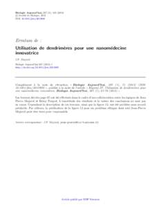 Biologie Aujourd’hui, 207 (2), c Soci´et´e de Biologie, 2013  DOI: jbioErratum de :