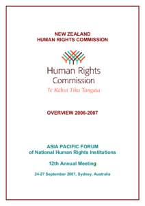 NEW ZEALAND HUMAN RIGHTS COMMISSION OVERVIEWASIA PACIFIC FORUM