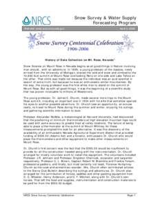 Snow / Sierra Nevada / Mount Rose / James E. Church / Lake Tahoe / Reno /  Nevada / Water / Mount Rose Weather Observatory / Nevada / Geography of the United States / Geography of California