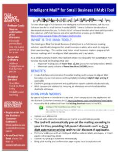Intelligent Mail® for Small Business (IMsb) Tool  YES FULLSERVICE BENEFITS
