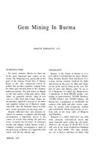 Gem Mining In Burma  MARTIN EHRMANN, C.G. INTRODUCTION