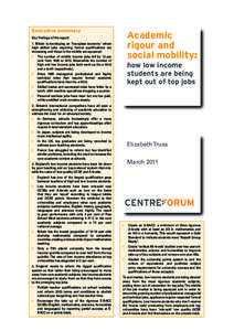 Executive summary  Academic rigour and social mobility: