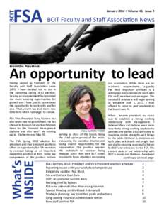 BCIT  FSA January 2012 • Volume 43, Issue 2