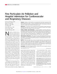 ORIGINAL CONTRIBUTION  Fine Particulate Air Pollution and Hospital Admission for Cardiovascular and Respiratory Diseases Francesca Dominici, PhD