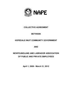 COLLECTIVE AGREEMENT  BETWEEN HOPEDALE INUIT COMMUNITY GOVERNMENT