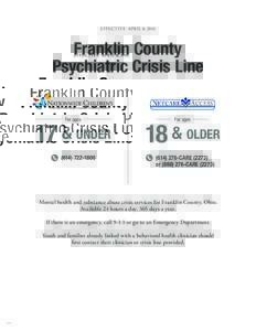 EFFECTIVE APRIL 4, 2016  Franklin County Psychiatric Crisis Line For ages