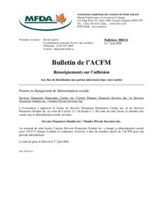 Fusion et changement de denomination sociale bulletin no 0083-M - Services Financiers Partenaires Cartier inc. / Cartier Partners Financial Services Inc. et Services Financiers Dundee inc. / Dundee Private Investors Inc.