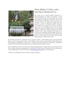 Honor Mothers & Fathers with a Stan Hywet Handcarved Urn We invite you to consider taking advantage of a limited opportunity to honor or remember a loved one with a gift of one of 16 intricately stone carved classical fl