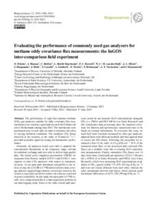 Biogeosciences, 11, 3163–3186, 2014 www.biogeosciences.netdoi:bg © Author(sCC Attribution 3.0 License.  Evaluating the performance of commonly used gas analysers for