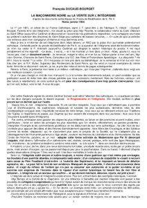 François DUCAUD-BOURGET LA MAÇONNERIE NOIRE ou LA VERITE SUR L’INTÉGRISME d’après les documents authentiques du Procès de Béatification de S. Pie X