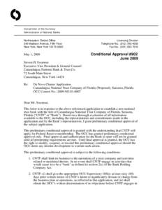 O Comptroller of the Currency Administrator of National Banks Northeastern District Office 340 Madison Avenue, Fifth Floor