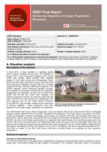 DREF Final Report Democratic Republic of Congo: Population Movement DREF Operation