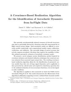Proc. AIAA Atmospheric Flight Mechanics Conference AIAA, 24 pages, Portland, OR, USAA Covariance-Based Realization Algorithm for the Identification of Aeroelastic Dynamics from In-Flight Data
