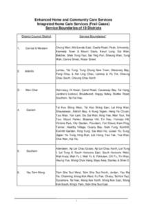 Enhanced Home and Community Care Services Integrated Home Care Services (Frail Cases) Service Boundaries of 18 Districts District Council District  Service Boundaries*