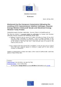 EUROPEAN COMMISSION  STATEMENT Berlin, 26 May[removed]Statement by the European Commission following the