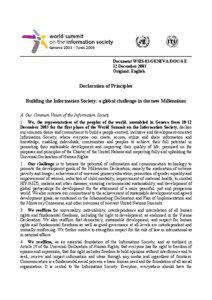 Document WSIS-03/GENEVA/DOC/4-E 12 December 2003 Original: English