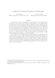 Conflict-free colorings of graphs and hypergraphs J´anos Pach∗ EPFL, Lausanne and CCNY, New York G´abor Tardos† Simon Fraser University, Burnaby