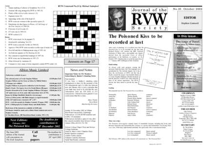 RVW Crossword No.11 by Michael Gainsford  Across 1.