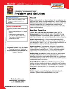 READ 180  • ACTION Magazine  •  Comprehension  Scaffolding Tracker ✓ Skill: Problem and Solution ▲