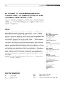 Q IWA Publishing 2010 Journal of Water and Health | 08.2 | The occurrence and sources of Campylobacter spp., Salmonella enterica and Escherichia coli O157:H7 in the