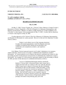 PUC[removed]Ruling on Verizon's Motion to Compel to Cav…