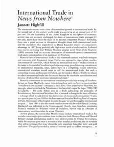 International Trade in News from Nowhere l Jannett Highfill The nineteenth-century was a time of tremendous growth in international trade. By