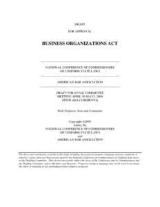 DRAFT FOR APPROVAL BUSINESS ORGANIZATIONS ACT  ___________________________________________________