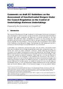 International Chamber of Commerce  The world business organization Comments on draft EC Guidelines on the Assessment of Non-Horizontal Mergers Under