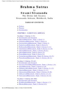 Chapter I of the Brahma Sutras by Swami Sivananda, The Divine Life Society, Sivananda Ashram, Rishikesh, India