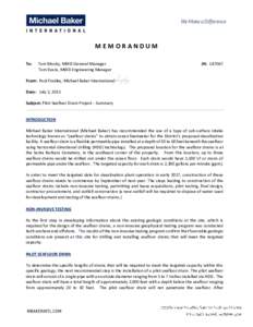 MEMORANDUM To: Tom Mosby, MWD General Manager Tom Evans, MWD Engineering Manager