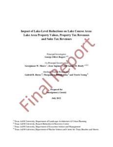    Impact of Lake-Level Reductions on Lake Conroe Area: Lake Area Property Values, Property Tax Revenues and Sales Tax Revenues