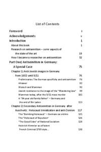 List of Contents  Foreword  Acknowledgements  Introduction  About this book  Research on antisemitism – some aspects of  