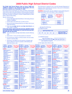 2009 Public High School District Codes The Public High School District Code on Forms 1040N and 1040NS is required to be entered by all taxpayers who are Nebraska residents as of December 31, 2009. Review those districts 