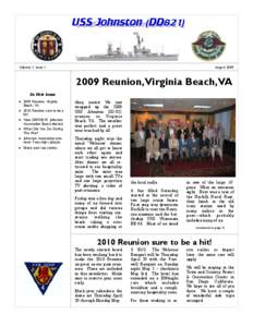 Newsletter Volume 1, Issue 1 August 2009