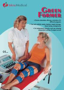 • Electro-stimulator offering a selection of 6 different programs • Two anti-cellulite modes, lipolysis, lymph drainage, tissue toning, iontophoresis • Six independent channels, each one allowing independent settin