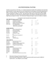 AAS PROFESSIONAL PILOTING Students must present an FAA Class I or II medical examination (Student Pilot Certificate) and citizenship documentation to receive approval from the Transportation Security Agency (TSA) before 