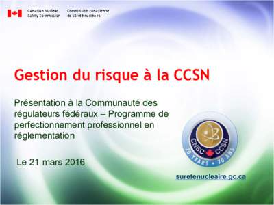 Gestion du risque a la CCSN