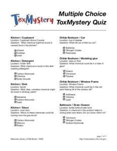 Multiple Choice  ToxMystery Quiz Kitchen / Cupboard