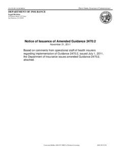 Dave Jones, Insurance Commissioner  STATE OF CALIFORNIA DEPARTMENT OF INSURANCE Legal Division